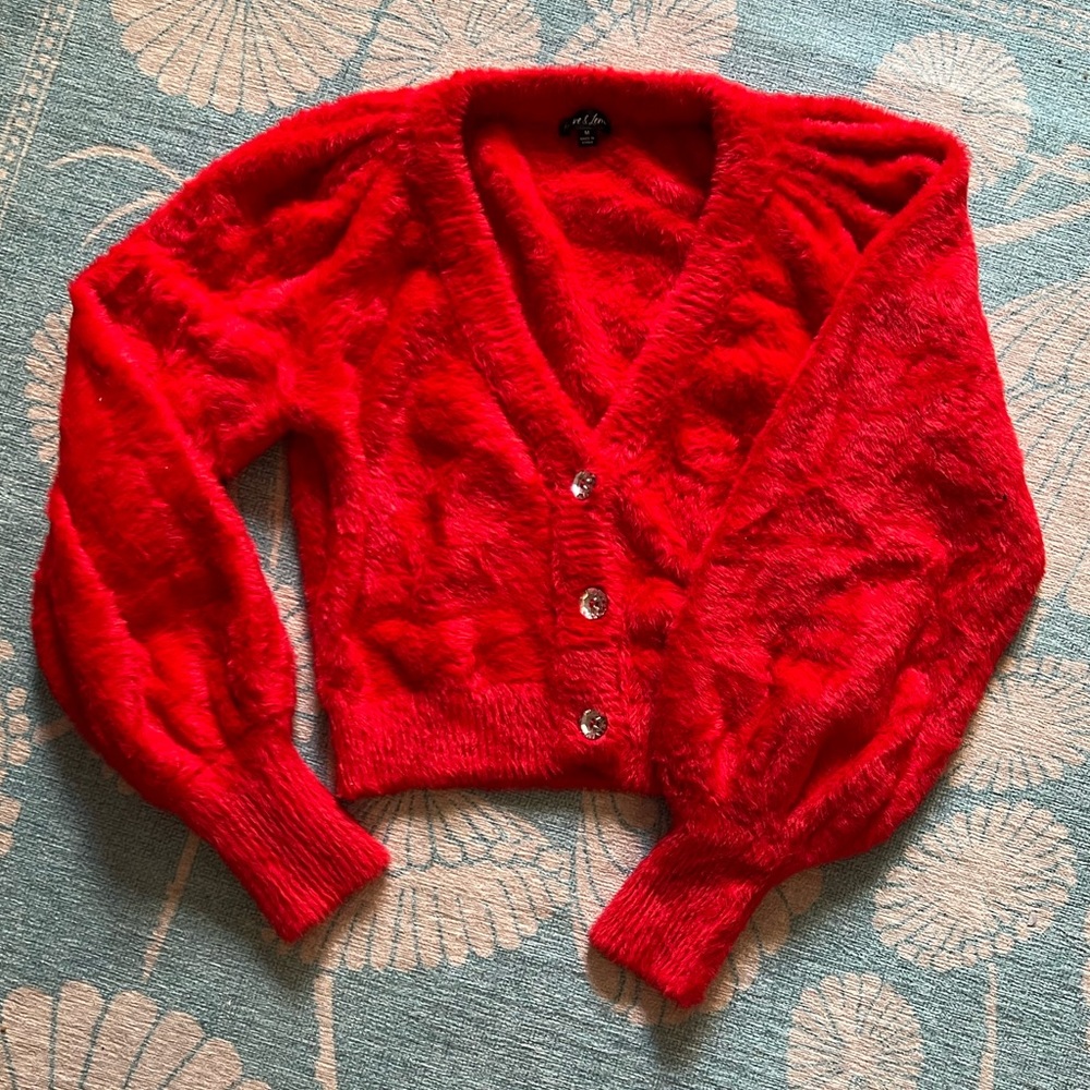 For Love & Lemons Fiona Cardigan in Red